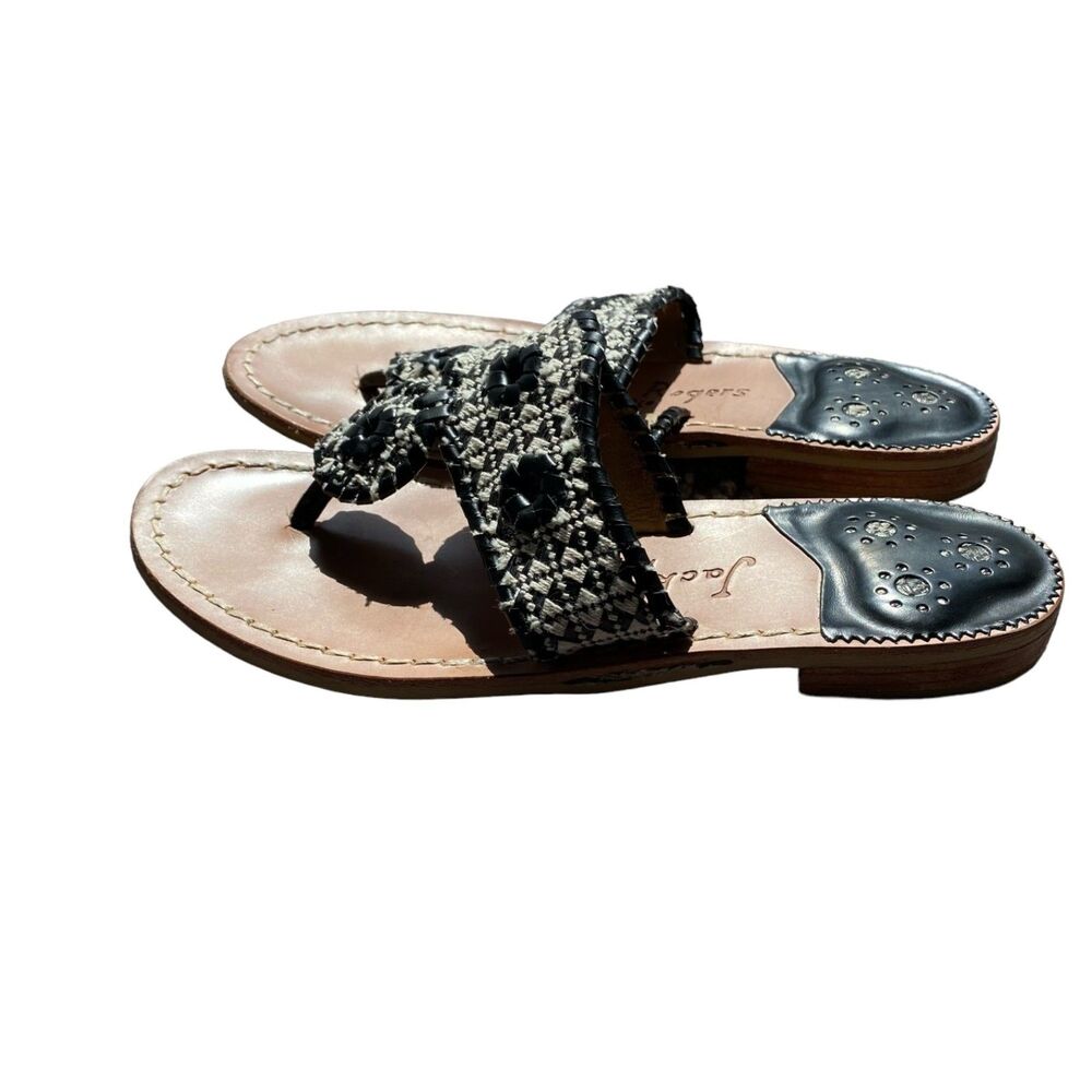 JACK ROGERS 1960 Black White Summer Beach Flip Flop Flat Sandals Size 6.5 - Picture 6 of 6